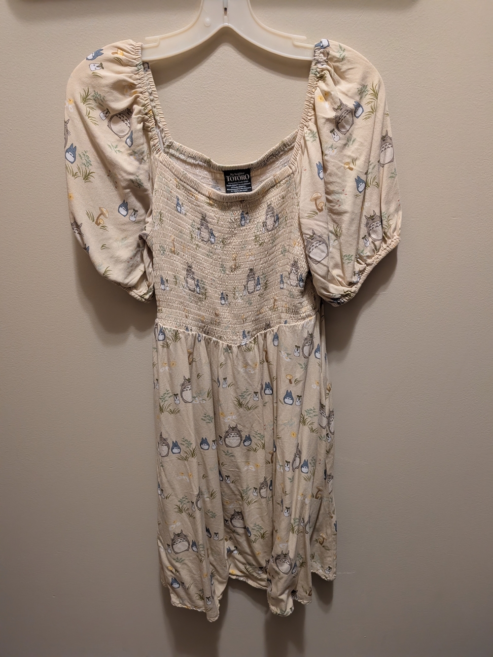 Totoro Cream Puff Sleeve Smocked Dress